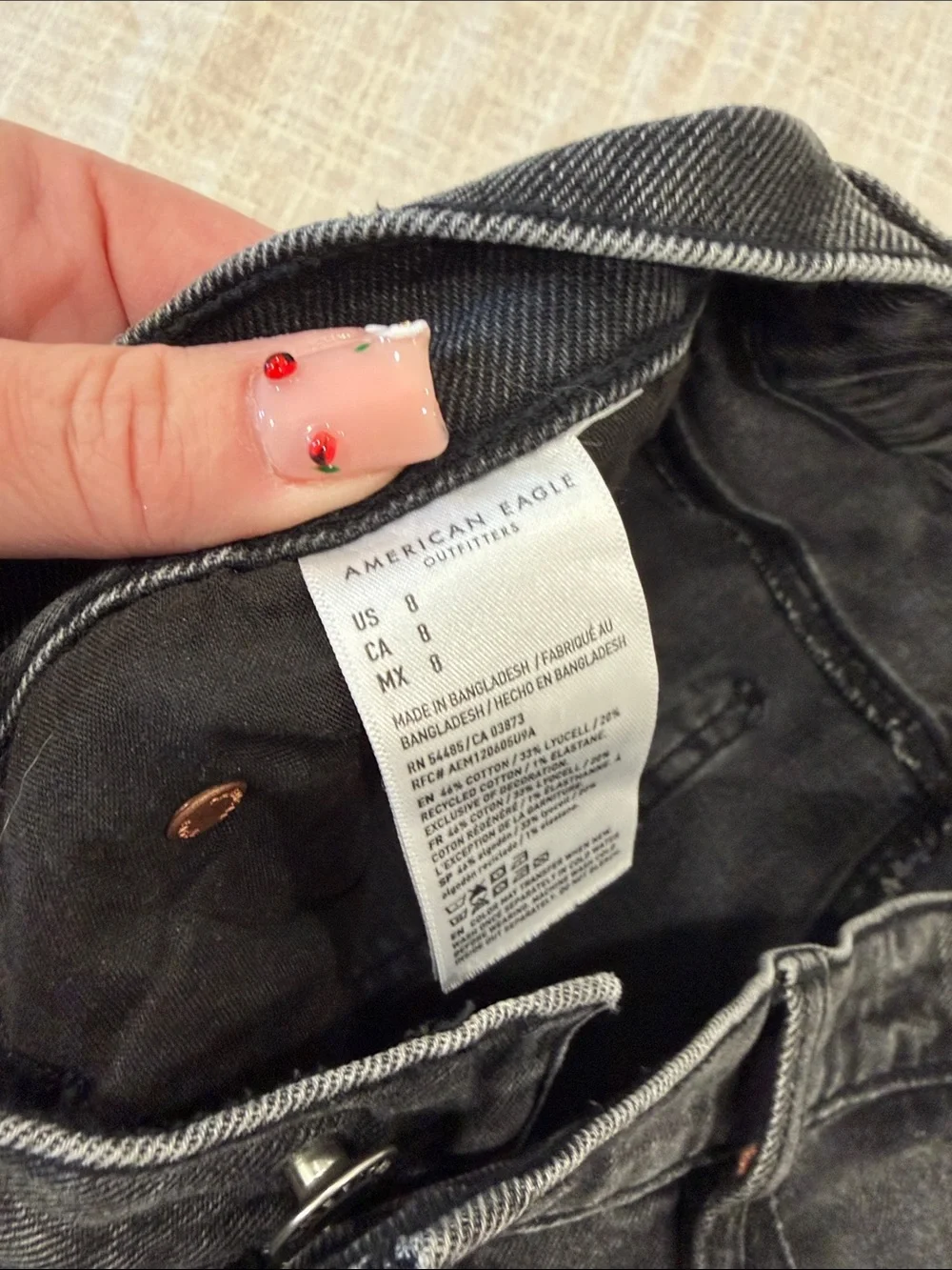 American Eagle Outfitters Black Stretch Denim Baggy Bermuda sz 8